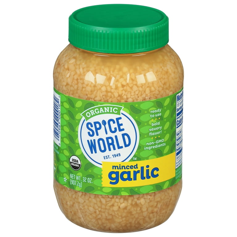 Spice World, ORGANIC MINCED GARLIC - LARGE Container - 32 OZ