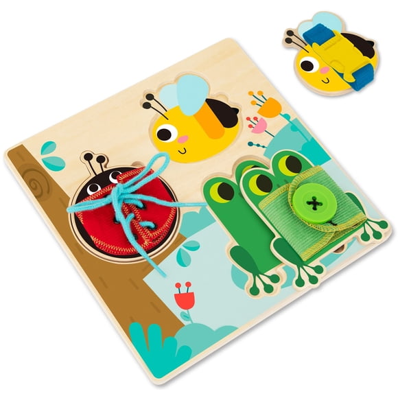 TOOKYLAND Wooden Busy Board - Activity Board, Preschool Learning Sensory Toy for Kids 3 Years Old +