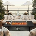 thumbnail image 4 of Spaco 43-inch Fire Table with Gray Imitation Ribbon Stripes, 2 in 1 Gas Fire Pit, Fire Pit with Glass Wind Guard for Outdoor, Gray, 4 of 14