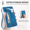 thumbnail image 3 of Zipper Storage Design Wallet Case for Samsung Galaxy A22 4G (Not 5G), Skin Friendly Feel Leather Case with Magnetic Clasp and Muliti-Card Slots Holster for Samsung Galaxy A22 4G,SZY Blue, 3 of 17