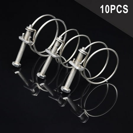 

BAMILL 10PCS Double Wire Hose Clips - Stainless Steel Pond Pipe Koi Fish Fitting Pump