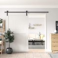 thumbnail image 3 of WINSOON 7.5 ft Single Sliding Barn Door Hardware Track Kit Black Finish Basic I Style, 3 of 7