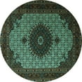 thumbnail image 1 of Ahgly Company Machine Washable Indoor Round Medallion Turquoise Blue Traditional Area Rugs, 7' Round, 1 of 4