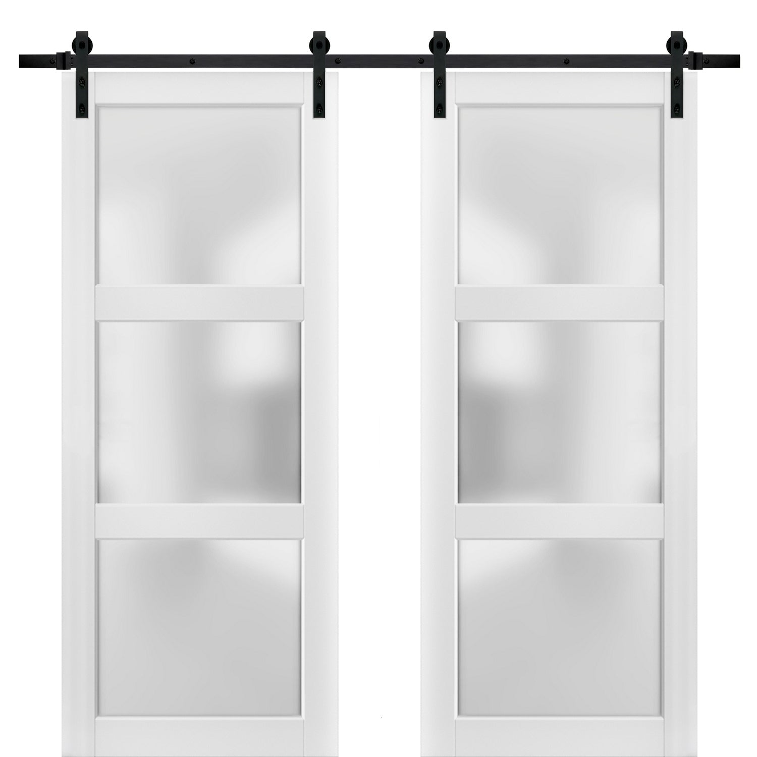 Sliding Double Barn Doors with Hardware Lucia 2552 Matte White with