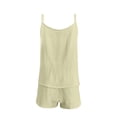 thumbnail image 7 of Levmjia Dressy Two Piece Sets For Women Solid Color Imitation Cotton And Linen Suspender Summer Sleeveless Top and Shorts Set Casual Outfit For Daily Wear Home, 7 of 7