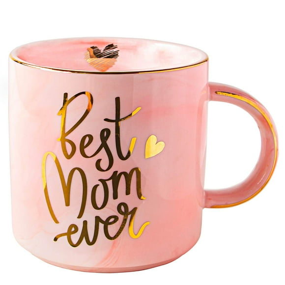 VILIGHT Meilleure Maman de Tous les Temps Cadeaux pour Maman de la Part de Fille Fils - Tasse en Céramique Marbre Rose 11oz
