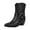 2Black, variant on Women's Suede Ankle Boots Pointed Toe Western Buckle Cowboy Boots Chunky Stacked Heel Side Zipper Cowgirl Riding Boots