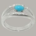 thumbnail image 2 of LBG British Made 14k White Gold Natural Turquoise & Cubic Zirconia Womens Anniversary Ring - 33 size options - Size 9, 2 of 7