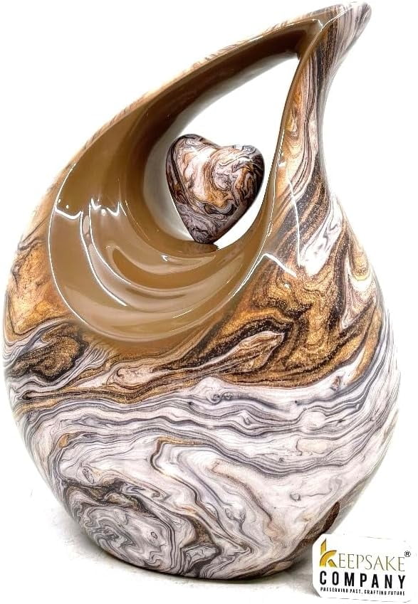 Multicolor 10 Inches Teardrop urn with Matching Heart - Large Cremation Urn - Unique Urn - Ash for Men/Males/Females and Big Pets from Keepsake Company