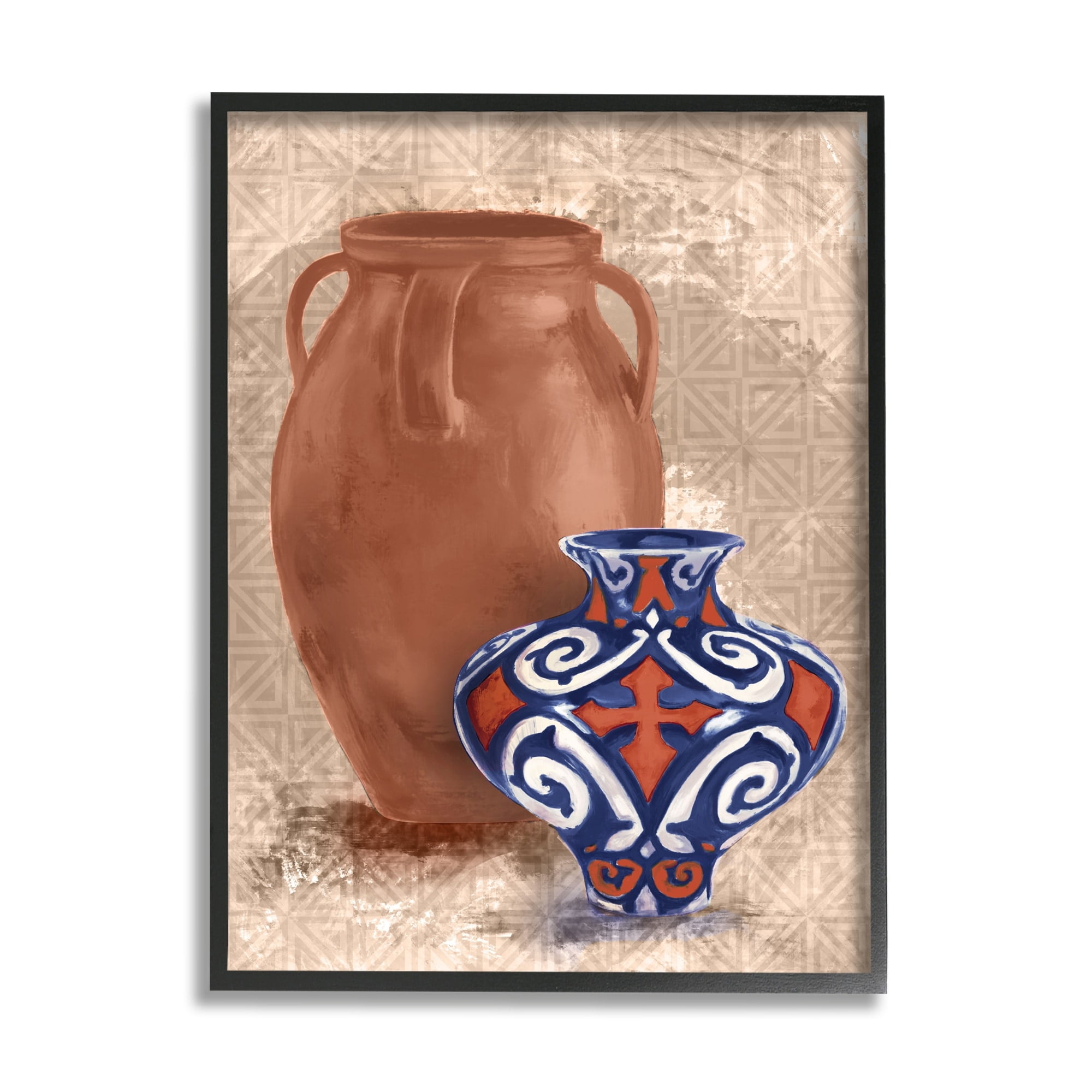 Stupell Industries Modern Pottery Pair Still Life Geometric Line Pattern, 16 x 20,Design by Daphne Polselli