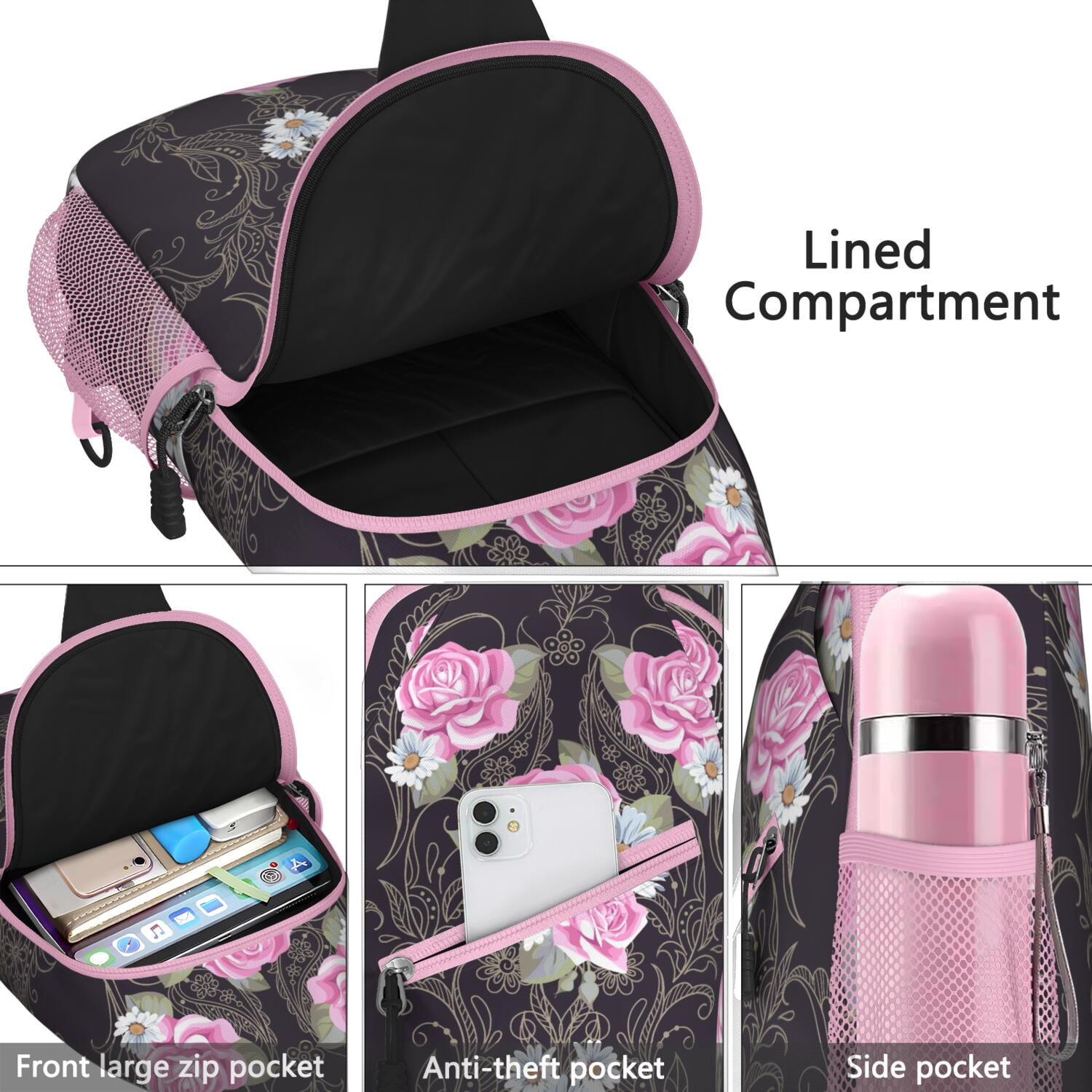 2143 Summer Floral Abstract Backpack Purse Anti-theft Casual Shoulder Bag Abstract Floral Watercolor Crossbody Bag Vintage Shoulder  main image 3