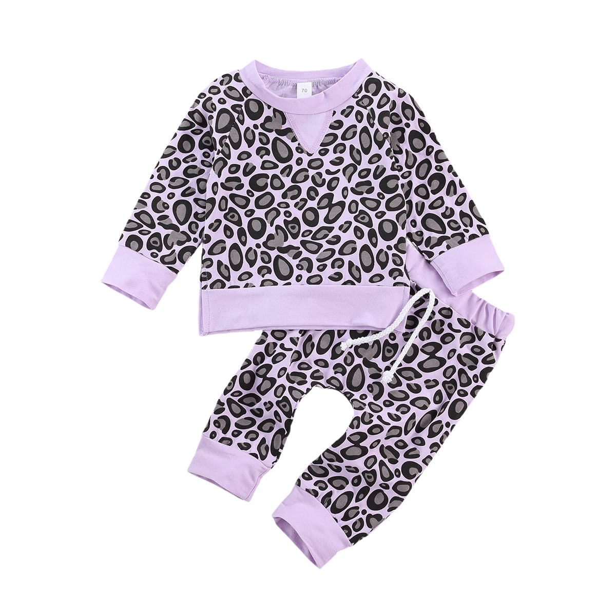 2Pcs Toddler Infant Baby Girls Boys Print O Neck Long Sleeve Shirt Pants Outfit Clothes Set 