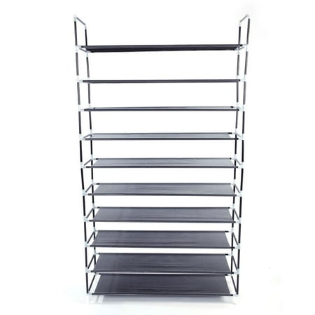 Zimtown 50 Pairs Shoe Rack Shelf Holder Unit Stand Organizer Portable 10 Tier Gray