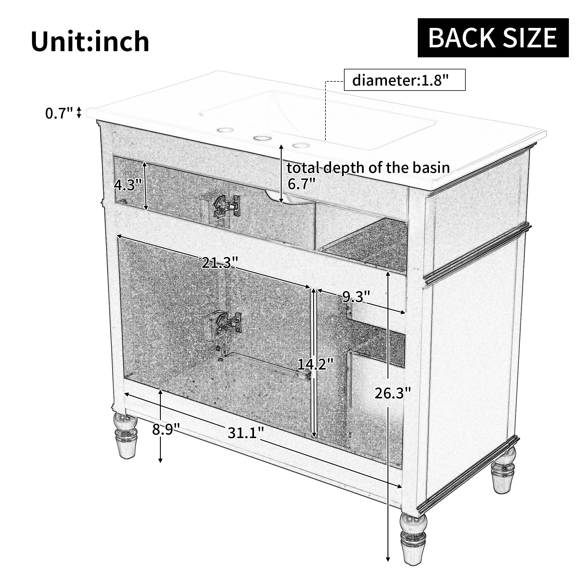 Harper & Bright Designs 36" Bathroom Vanity Sink Combo, Bathroom storage Cabinet with Drawers, Single Sink Bathroom Vanity, White
