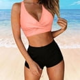 thumbnail image 5 of HVOBTTY Summer Women's 2 Piece Bikini Swimsuit Set Period Use Solid Color V Neck Back Built In Pad Wireless Beach Suits, 5 of 5