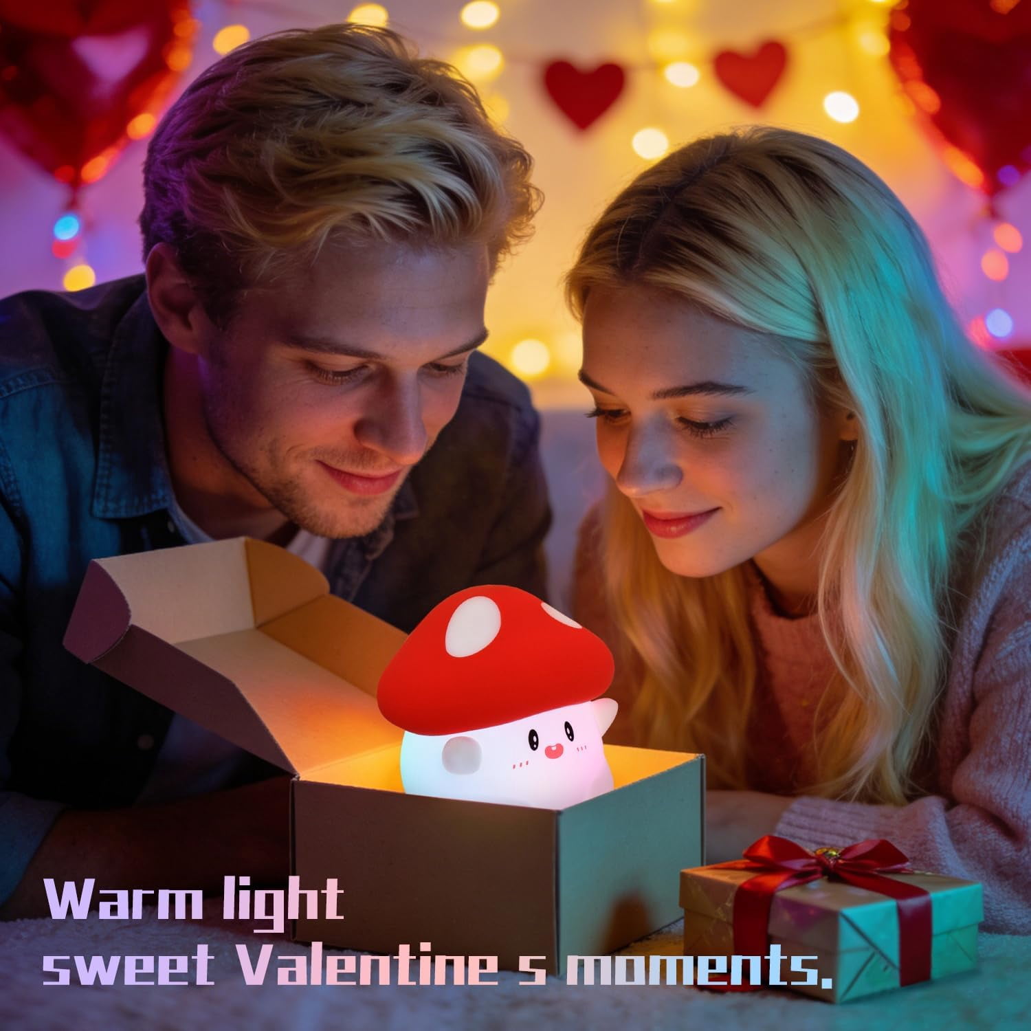 Mushroom Night Light, Color Changing & 50-Hour Battery, Squishy Lamp with Pat Control for Kids Room Decor, USB Rechargeable, Easter Gifts