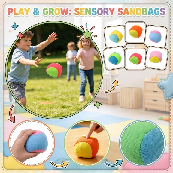 1-Pack Sensory Sandbags for Everyone, Soft Bean Bag Toss Game, Indoor Outdoor Toys for Everyone Sensory Development & Throwing Practice, Vibrant Colors,Random Color