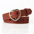 thumbnail image 5 of Waroomhouse Women Heart-shaped Belt Versatile Women Belt Women Heart-shaped Buckle Belt Heart Hollow Design Waistband Faux Leather Adjustable Length Belt Fashion, 5 of 8
