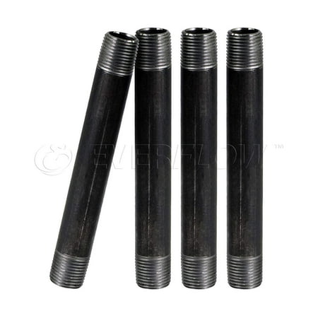 Black Steel Nipple Pipe Threaded Pre Cut Pipe Connectors 3/4 in x 7 in (Pack Of 4)