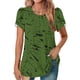 thumbnail image 5 of Mujeres de Manga Corta Tops Cuello Redondo Plisado Túnica, Tapa Casual Doblado Doblado Impreso Moda, 5 of 6