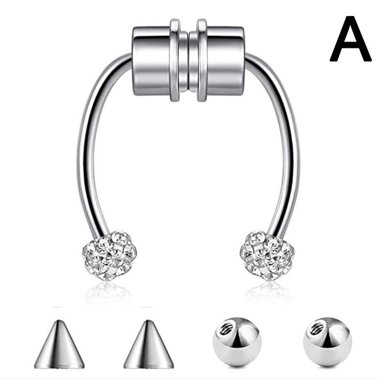 Magnetic Horseshoe Nose Rings Steel Faux Septum Rings Fake Piercing Clip On Nose Hoop Rings Gift For Women Girl A4T9 - image 1 of 1