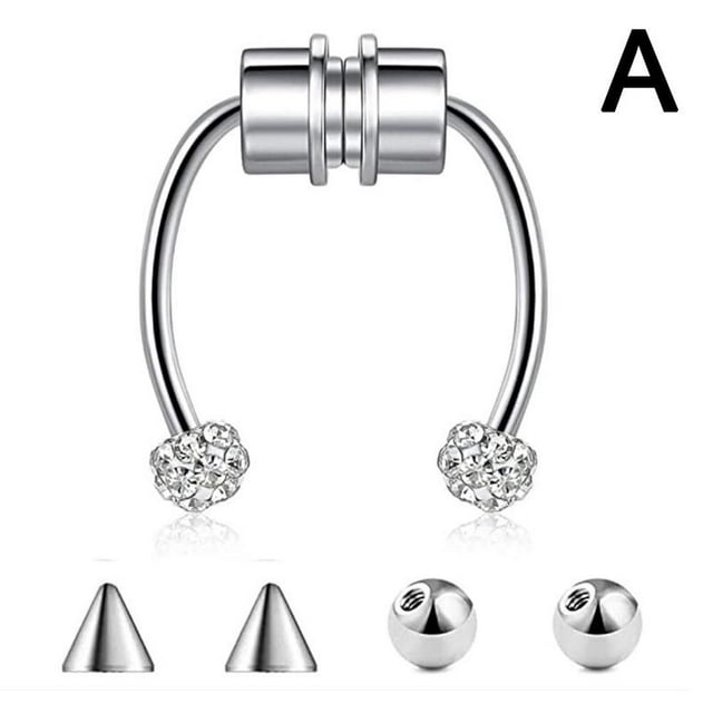 Magnetic Horseshoe Nose Rings Steel Faux Septum Rings Fake Piercing Clip On Nose Hoop Rings Gift For Women Girl A4T9