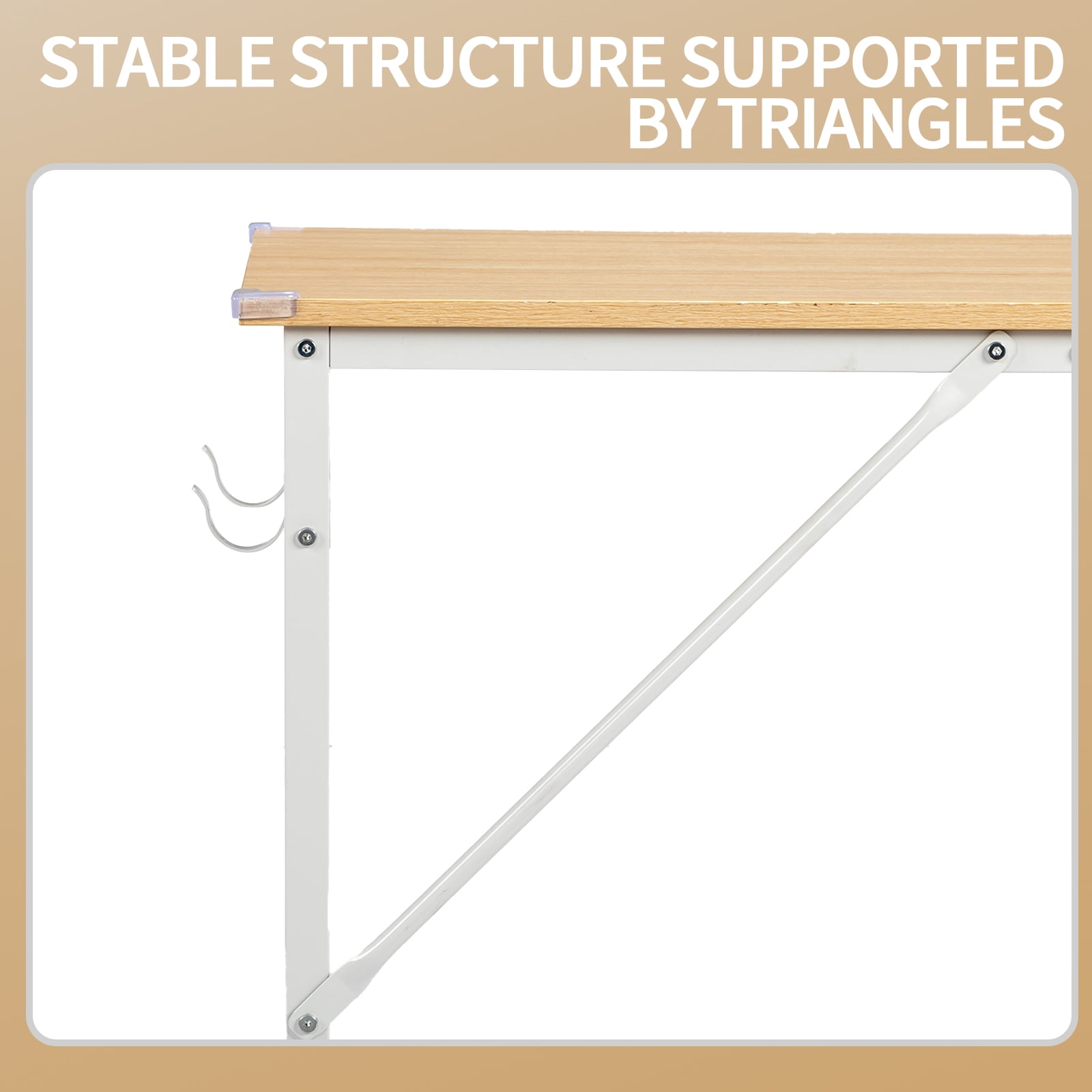 Computer Desk, Particle Board with Under-Desk Storage Shelf, Sturdy Iron Frame, Flat-Pack Design for Home Office/Gaming/Study Room