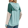 thumbnail image 6 of Womens Tops Plus Size Long Sleeved Hooded Color Blocked Twisted Strip Pullover Sweatshirt Green S, 6 of 6