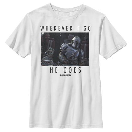Boy s Star Wars: The Mandalorian Wherever I Go He Goes Graphic Tee White X Small