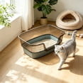 thumbnail image 4 of Large High Sided Cat Litter Box with Scoop, Semi Enclosed Splash Proof Kitty Toilet Tray, Open Top Easy Clean Litter Pan with Anti Scatter Design for Medium Cats and Kittens, 4 of 6