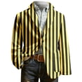 thumbnail image 4 of IWRICH Men's Carnival Strip Printed Corduroy Blazer Mardi Gras Casual Plus Size Suit Jacket Rave Holiday Party Stage Coat Yellow XL, 4 of 4