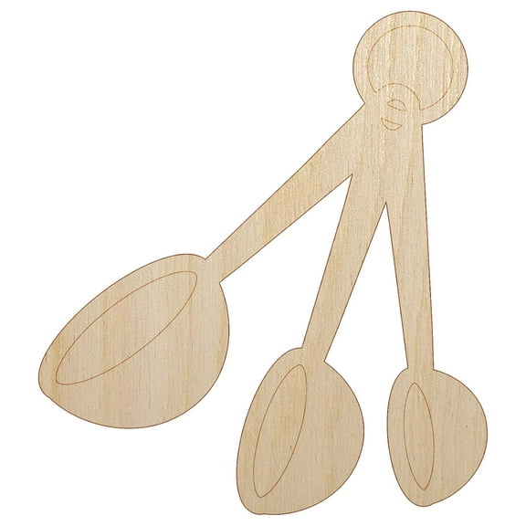 Measuring Spoons Baking Cooking Wood Shape Unfinished Piece Cutout Craft DIY Projects - 4.70 Inch Size - 1/8 Inch Thick