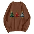 thumbnail image 6 of larppty Merry Christmas Sweatshirt for Women Drop Shoulder Long Sleeve Christmas Tree Pullover Lightweight Party Shirt (Brown, L), 6 of 9