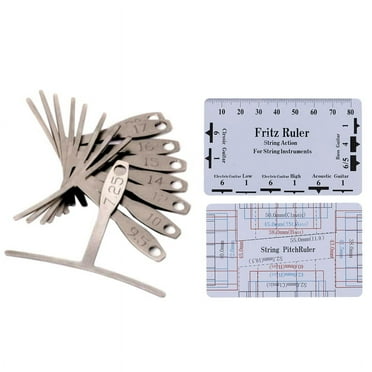 Guitar Luthier Measuring Tools Kit Set String Action Ruler, 9 Understring Radius Gauge for Guitar Repair