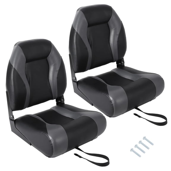 2 Pack High Back Folding Fishing Boat Seat,Stainless Steel Screws Included,With Thickened Sponge Padding and Hinge for Sightseeing Boat,Speedboat