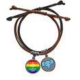 thumbnail image 1 of Rainbow Transgender Bi uals Flag LGBT Bracelet Rope Hand Chain Leather Elephant Wristband, 1 of 2