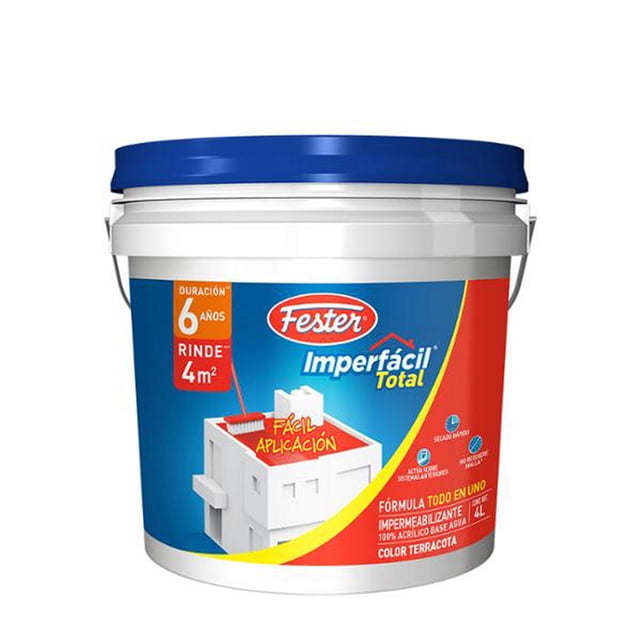 impermeabilizante acrílico imperfácil 6 años terracota 4 l