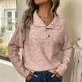 thumbnail image 3 of Ladies' Casual Stand Up Collar Knitted Sweater Solid Color Button Casual Loose Sweater for Fall Winter Easy Wear,Pink,L, 3 of 5