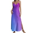 thumbnail image 2 of Women's Summer Casual V-Neck Sleeveless Split Color Strap Dress with Printed Design for Beach Vacation and Everyday Wear, 2 of 8