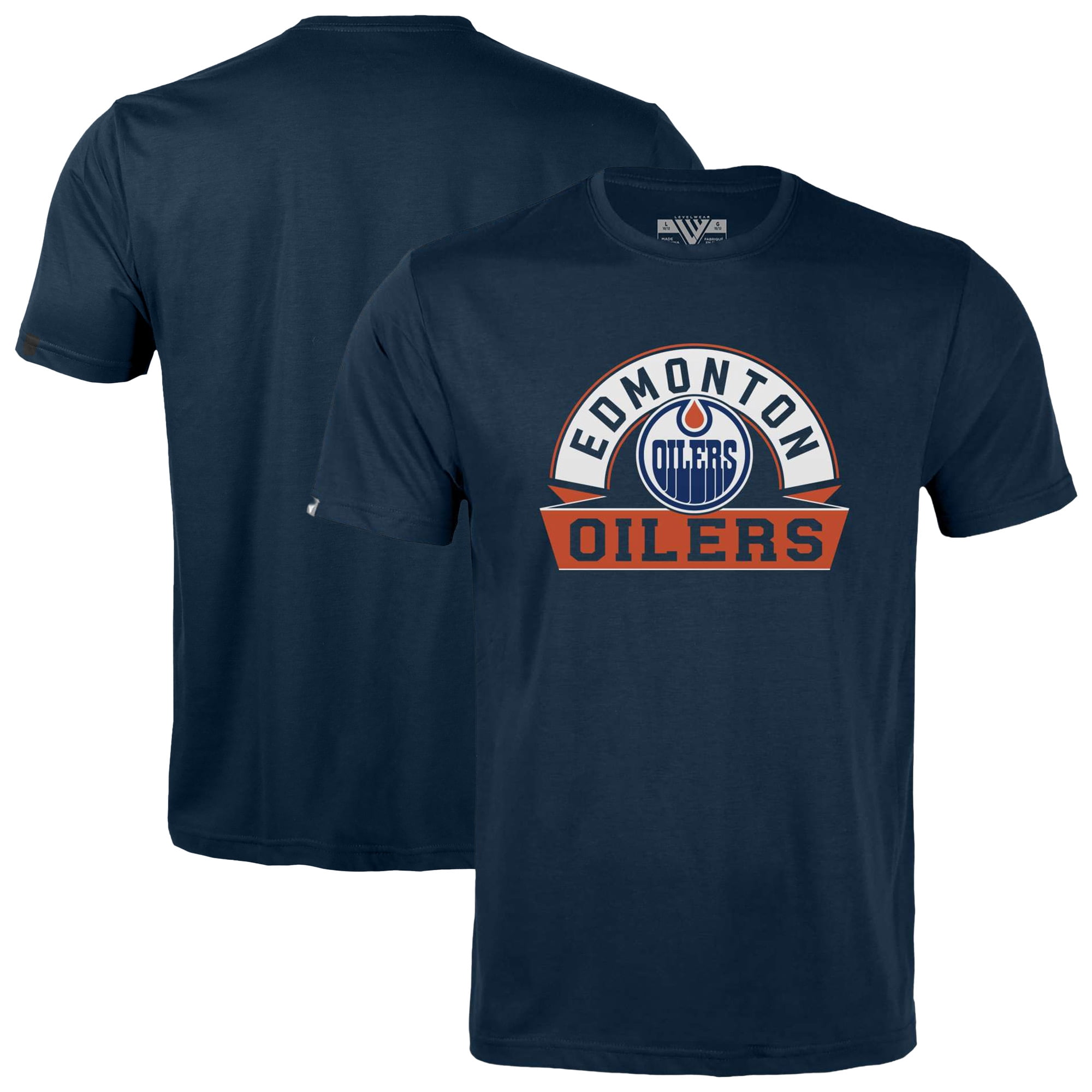 Youth Levelwear Navy Edmonton Oilers Little Richmond Banner Arch T-Shirt