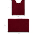 thumbnail image 3 of 2 Pieces Bathroom Rugs, Ultra Soft Non Slip Absorbent Chenille Toilet Bath Mat Set (Burgundy), 3 of 6