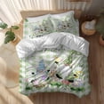thumbnail image 2 of Happy Easter Gnome Queen Size Comforter Set, Rabbits Daisy Flower Green Plaid Egg Bedding for All Seasons, 4 Pcs Bed Set, 1Quiltcover (90"x92") ,1Sheet(94"x116"), 2Pillowcases (30"x20"), 2 of 9