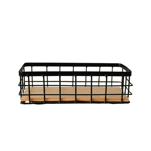 Naiovety Cubo de almacenamiento montado en la pared de hierro, repuesto Rectangular para colgar artículos diversos, organizador de estante de Almacenamiento y organización del hogar Negro