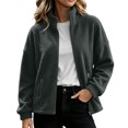 thumbnail image 3 of Womens Fleece Jacket Fashion Casual Cozy Solid Color Long-Sleeve Outerwear Fall Winter Daily Wear Outerwear, 3 of 9