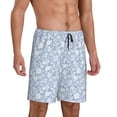 thumbnail image 2 of Wukai Gray White Floral Men’s Short Pajama Pants With Pockets Soft Sleep Pj Shorts for Men-XX-Large, 2 of 6
