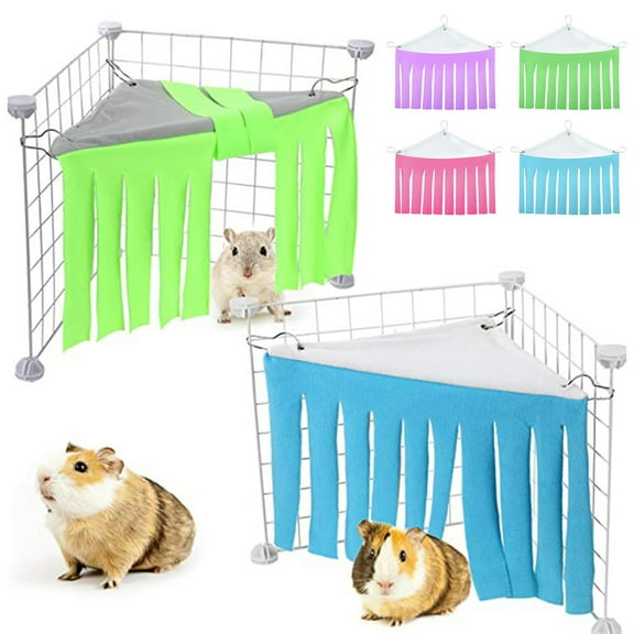 Blukids Hamster Hideout, Small Animal Hideaway Tent Fleece Forest Pet Cage Accessories Nest Bedding for Chinchilla Guinea Pig Hedgehog Rat Squirrel Ferret Dwarf Bunny(Blue)