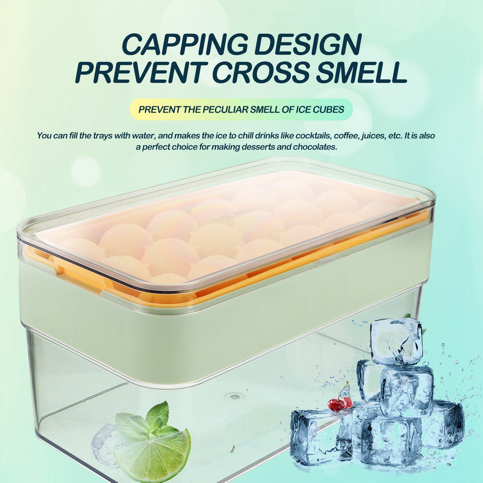 LEORX 1 Set Ice Tray for Freezer Plastic Ice Sphere Maker Nonstick Surface for Home Use