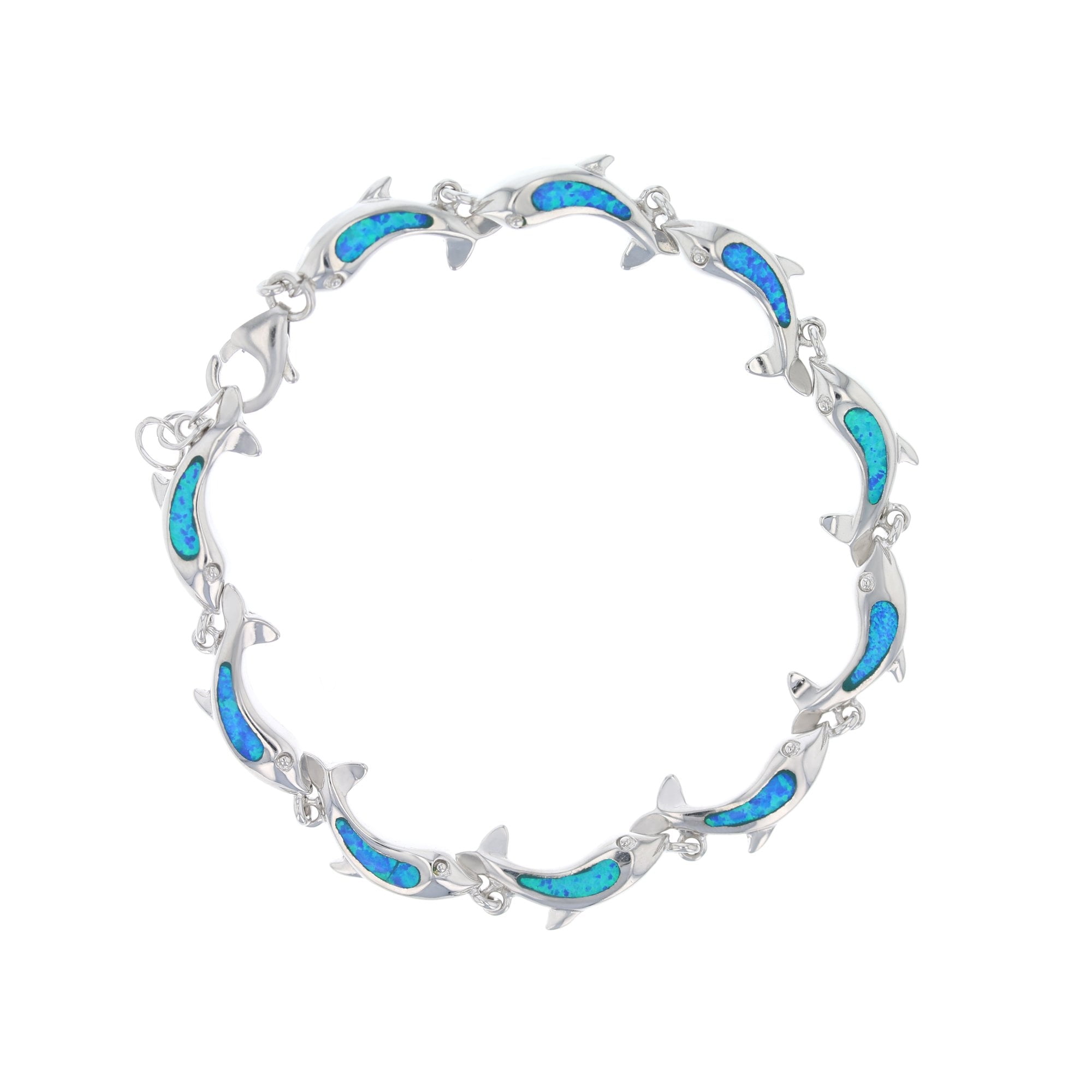 Blue Opal Plumeria  .925 Sterling Silver Bracelet