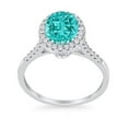 thumbnail image 4 of Art Deco Oval Ring Paraiba Tourmaline CZ 925 Sterling Silver Size 9, 4 of 5