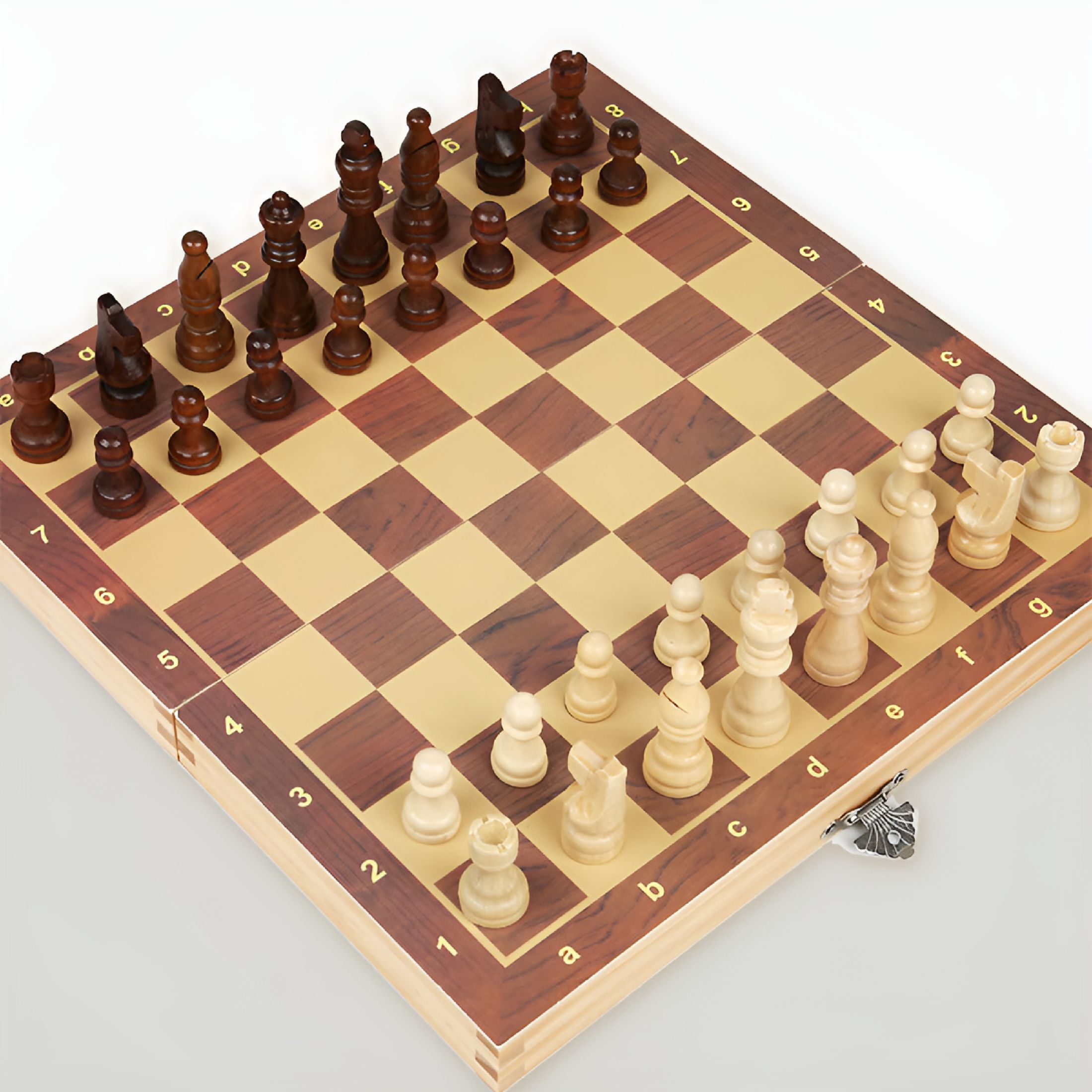 BESTSKY 2026 New Handmade Folding Wooden Chess Board Set with Extra 2 Queens for Home,Office,Travel,29X29Cm,Individual Slot in the Storage Box and Are Not Easy